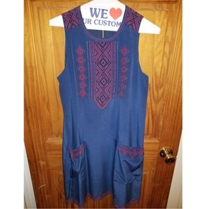 Madewell silk sleeveless dress embroidery detail M